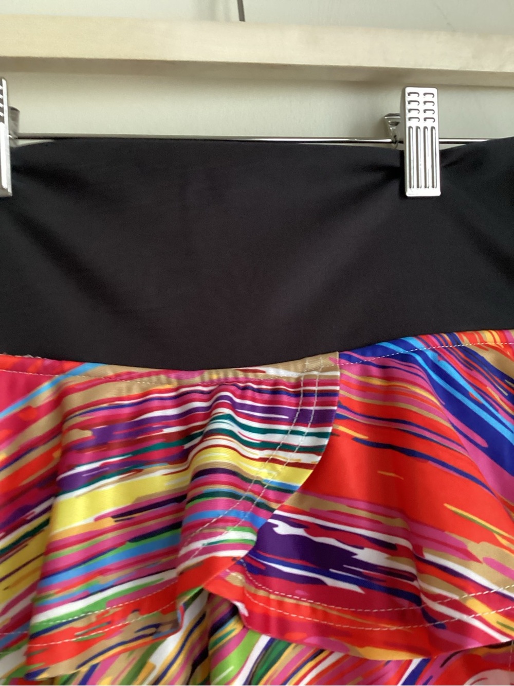 Faye+Florie Pammy Tennis Skirt Small Tiered Ruffle Multicolor Diagonal Stripe - Picture 4 of 13